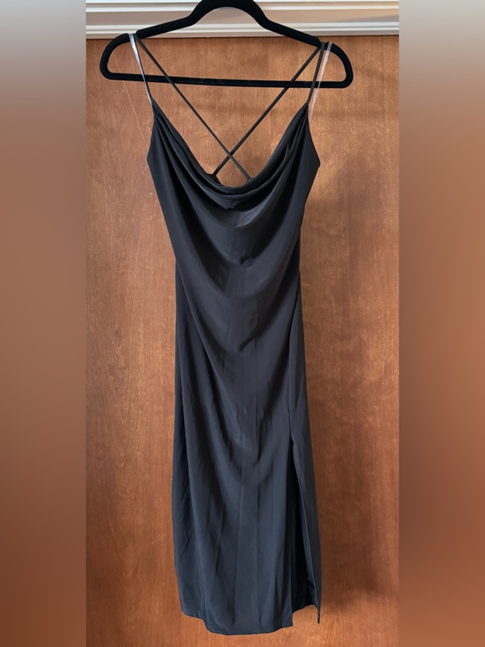 Windsor Black Slip Dress with Crossback Straps